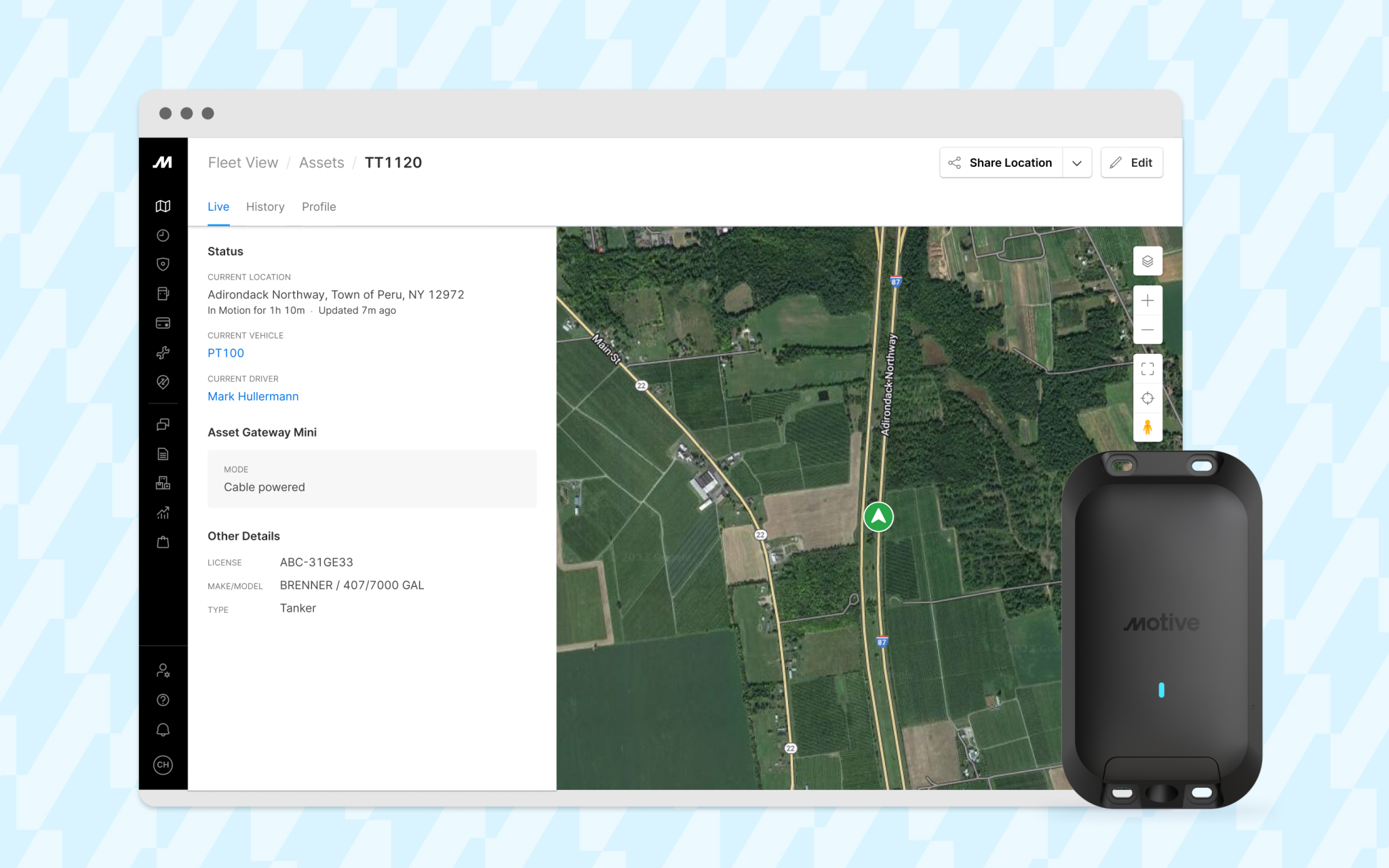 Motive asset tracking software